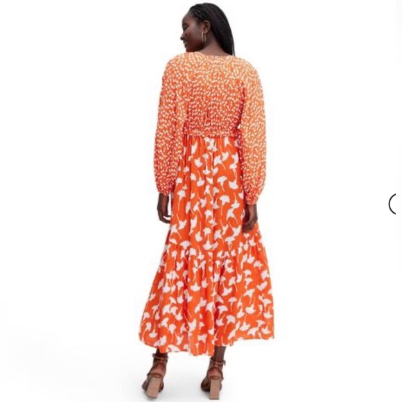 DVF for Target Women’s V-Neck Ginkgo Cherry Tomato Maxi Dress NWT Medium - Picture 2 of 3